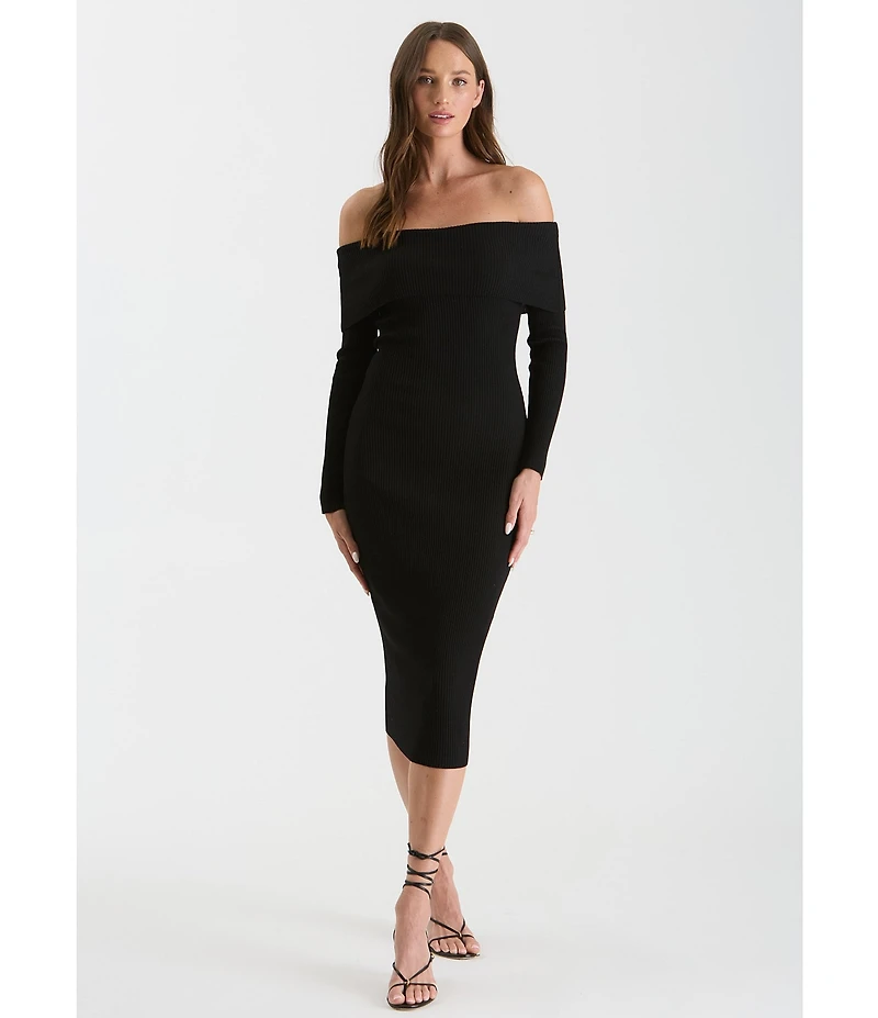 Blu Pepper Off Shoulder Midi Sweater Dress