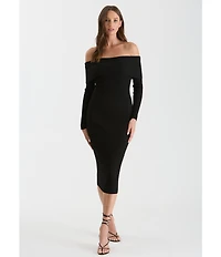 Blu Pepper Off Shoulder Midi Sweater Dress
