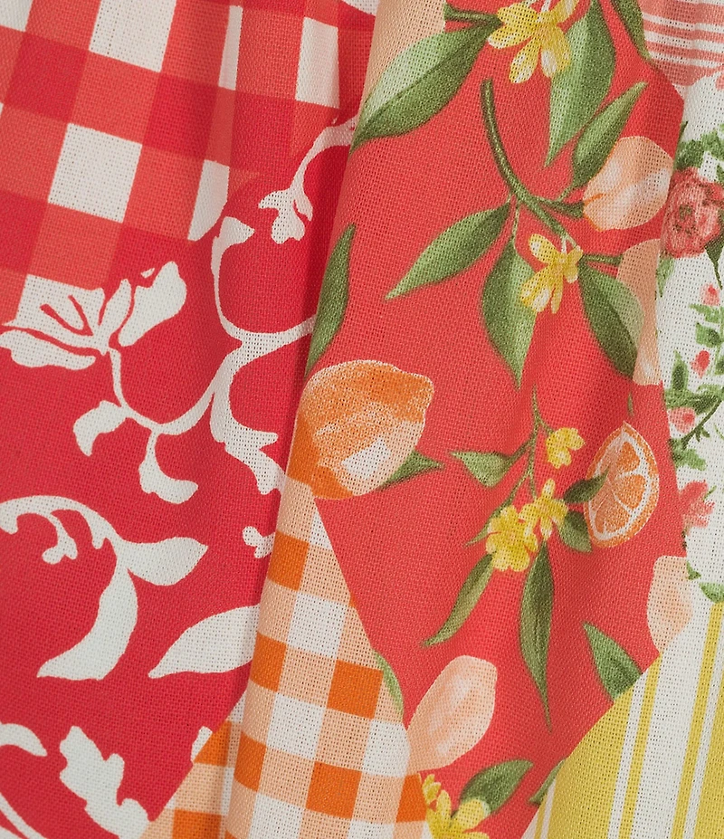 Blu Pepper Patchwork Floral Printed Midi Skirt