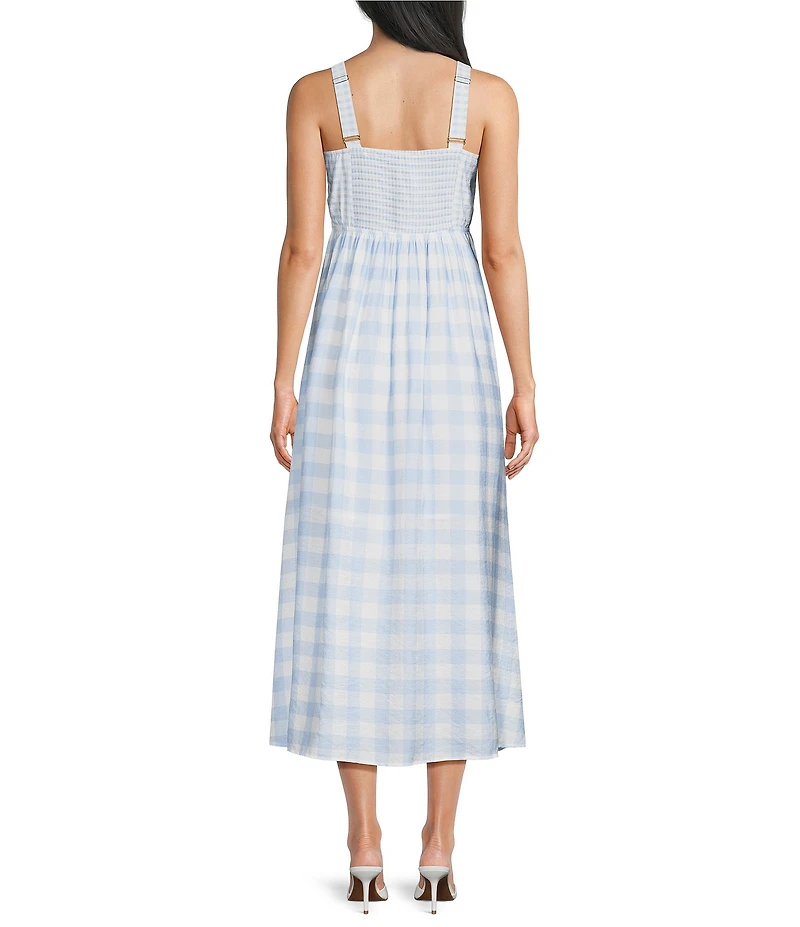 Blu Pepper Plaid Corseted Midi Dress