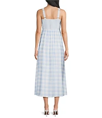 Blu Pepper Plaid Corseted Midi Dress