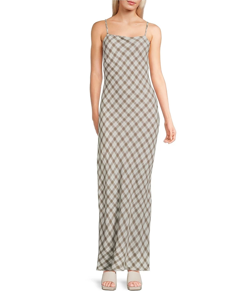 Blu Pepper Plaid Maxi Slip Dress