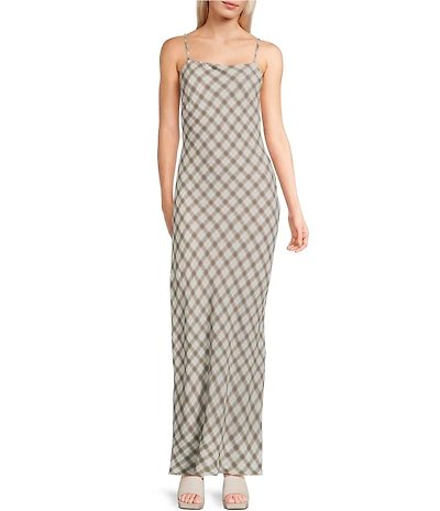 Blu Pepper Plaid Maxi Slip Dress