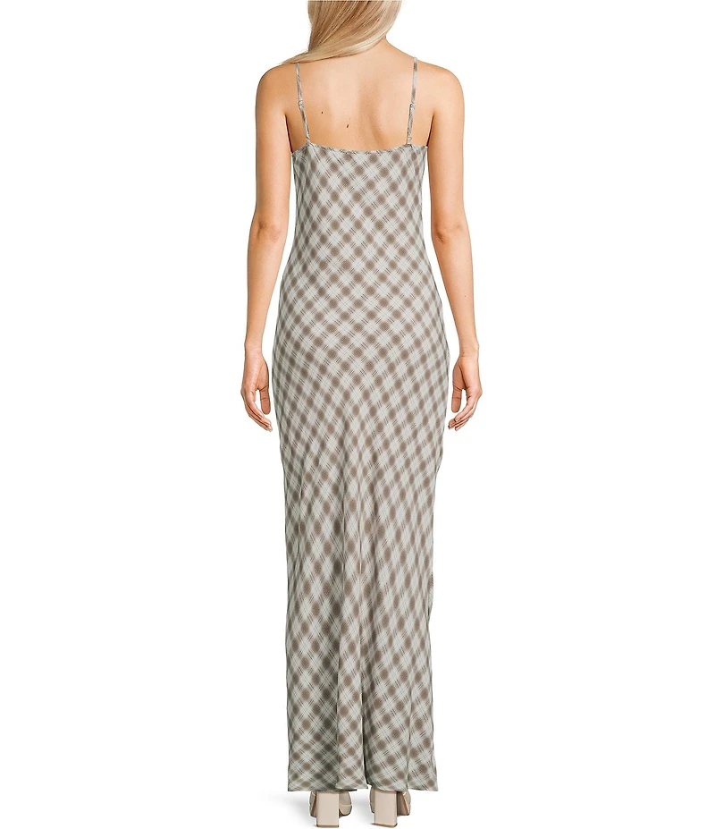 Blu Pepper Plaid Maxi Slip Dress