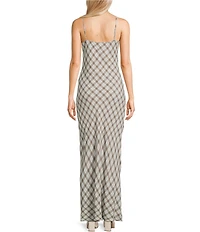 Blu Pepper Plaid Maxi Slip Dress