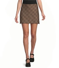 Blu Pepper Plaid Side Slit Mini Skirt