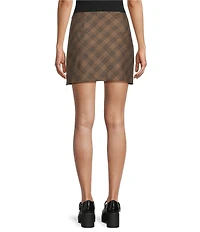 Blu Pepper Plaid Side Slit Mini Skirt