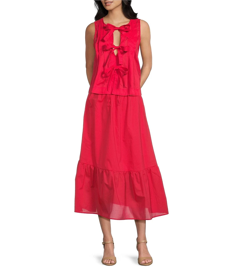 Blu Pepper Pleated Tie Front Top