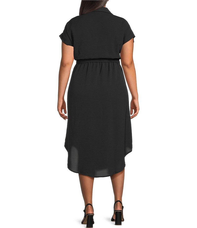 Blu Pepper Plus Size Short Sleeve Belted Midi Dress