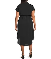 Blu Pepper Plus Size Short Sleeve Belted Midi Dress