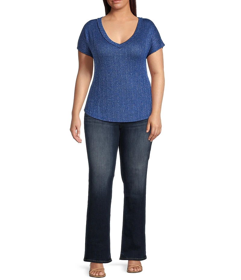 Blu Pepper Plus Size Short Sleeve Sweater Knit Top