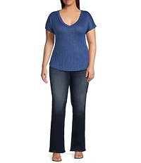 Blu Pepper Plus Size Short Sleeve Sweater Knit Top