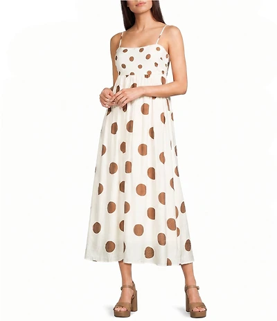 Blu Pepper Polka Dot Empire Waist Midi Dress