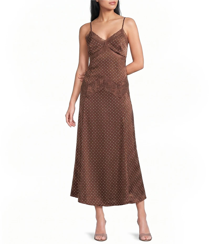 Blu Pepper Polka Dot Lace Maxi Dress