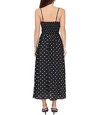 Blu Pepper Polka Dot Smocked Basque Waist Midi Dress