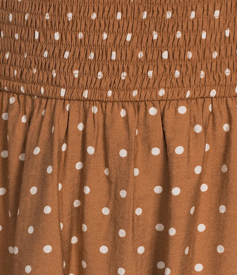 Blu Pepper Polka-Dot Smocked Bow Detail Mini Dress