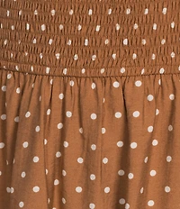 Blu Pepper Polka-Dot Smocked Bow Detail Mini Dress