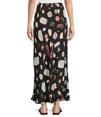 Blu Pepper Portofino Print Slip Midi Skirt