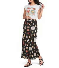 Blu Pepper Portofino Print Slip Midi Skirt