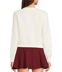 Blu Pepper Rhinestone Bow V-Neck Cardigan