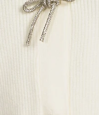 Blu Pepper Rhinestone Bow V-Neck Cardigan