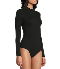 Blu Pepper Rib Knit Mock Neck Long Sleeve Bodysuit