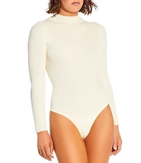 Blu Pepper Rib Knit Mock Neck Long Sleeve Bodysuit