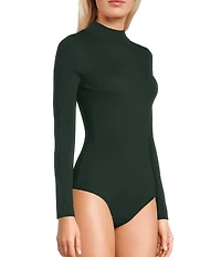 Blu Pepper Rib Knit Mock Neck Long Sleeve Bodysuit