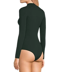 Blu Pepper Rib Knit Mock Neck Long Sleeve Bodysuit
