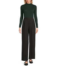 Blu Pepper Rib Knit Mock Neck Long Sleeve Bodysuit