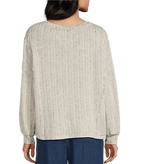 Blu Pepper Rib Knit Round Neck Long Sleeve Top