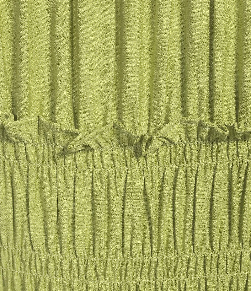 Blu Pepper Ruffle Sleeve Scoop Neck Shirred Midi Dress