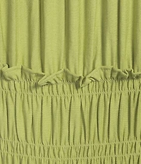 Blu Pepper Ruffle Sleeve Scoop Neck Shirred Midi Dress