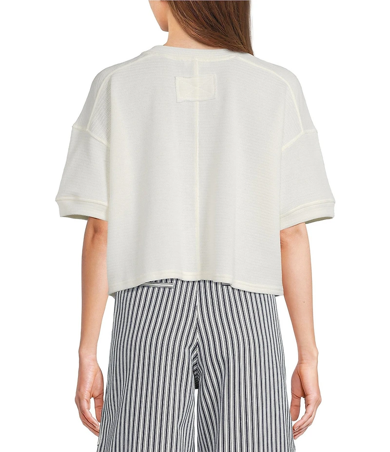 Blu Pepper Short Sleeve Button Front Top Tee