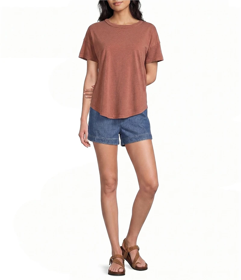Blu Pepper Short Sleeve Exposed Seam Knit Top