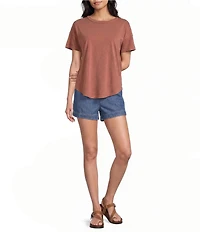 Blu Pepper Short Sleeve Exposed Seam Knit Top