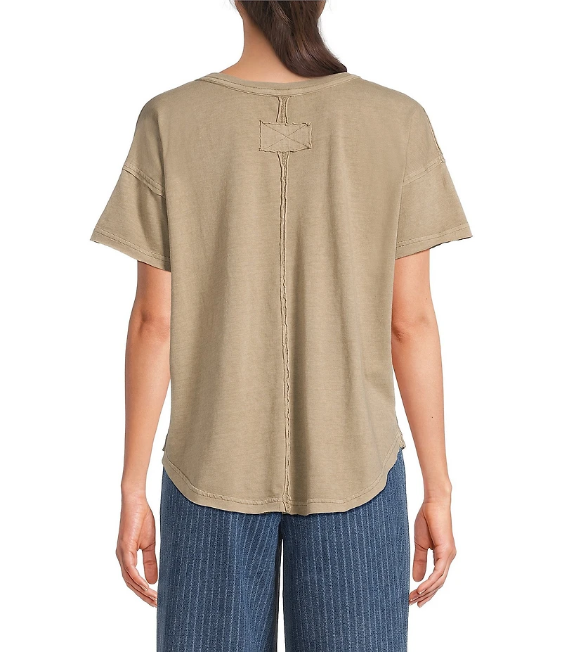 Blu Pepper Short Sleeve Exposed Seam Knit Top