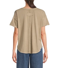 Blu Pepper Short Sleeve Exposed Seam Knit Top