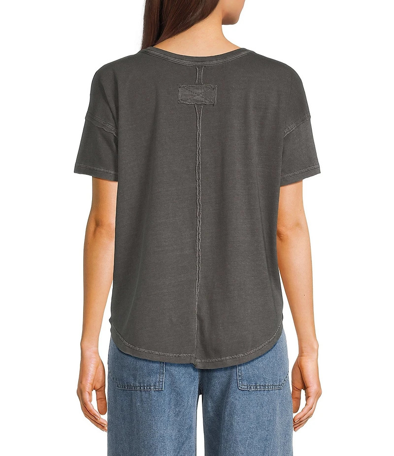 Blu Pepper Short Sleeve Exposed Seam Knit Top