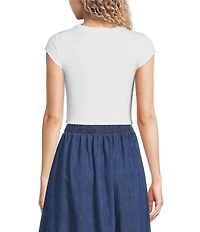Blu Pepper Short Sleeve Graphic Bow Cropped Baby Tee
