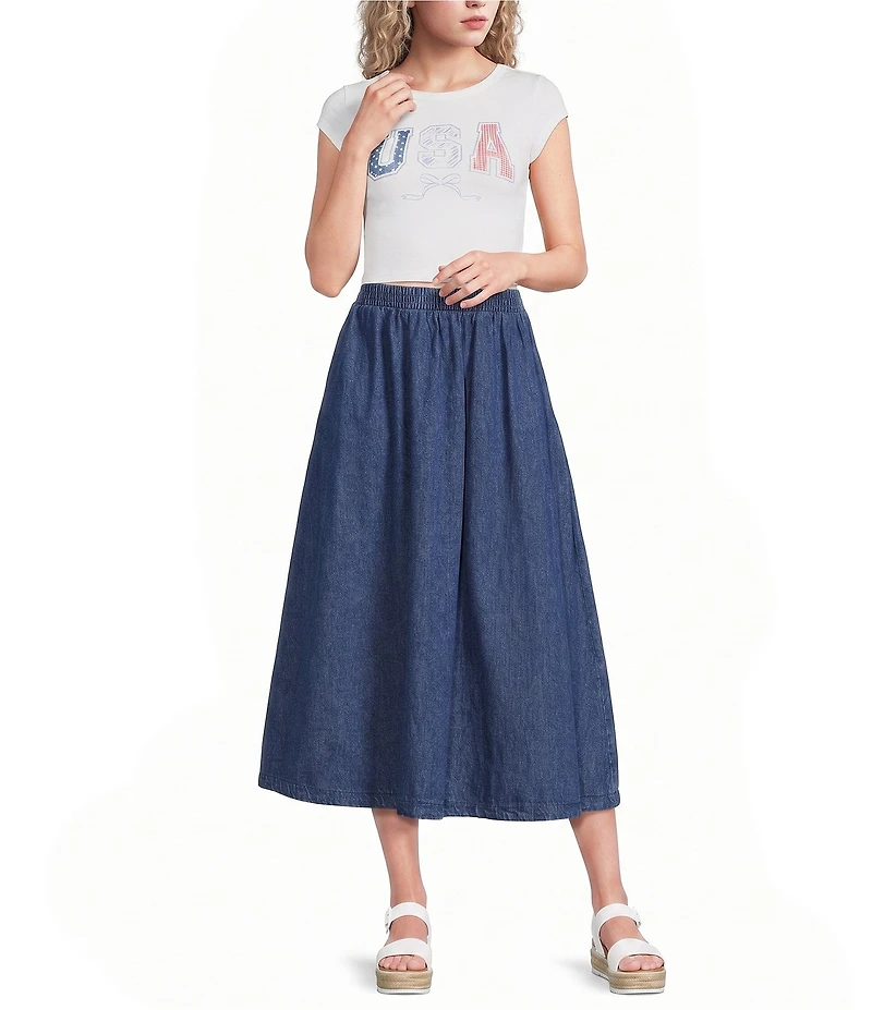 Blu Pepper Short Sleeve Graphic Bow Cropped Baby Tee