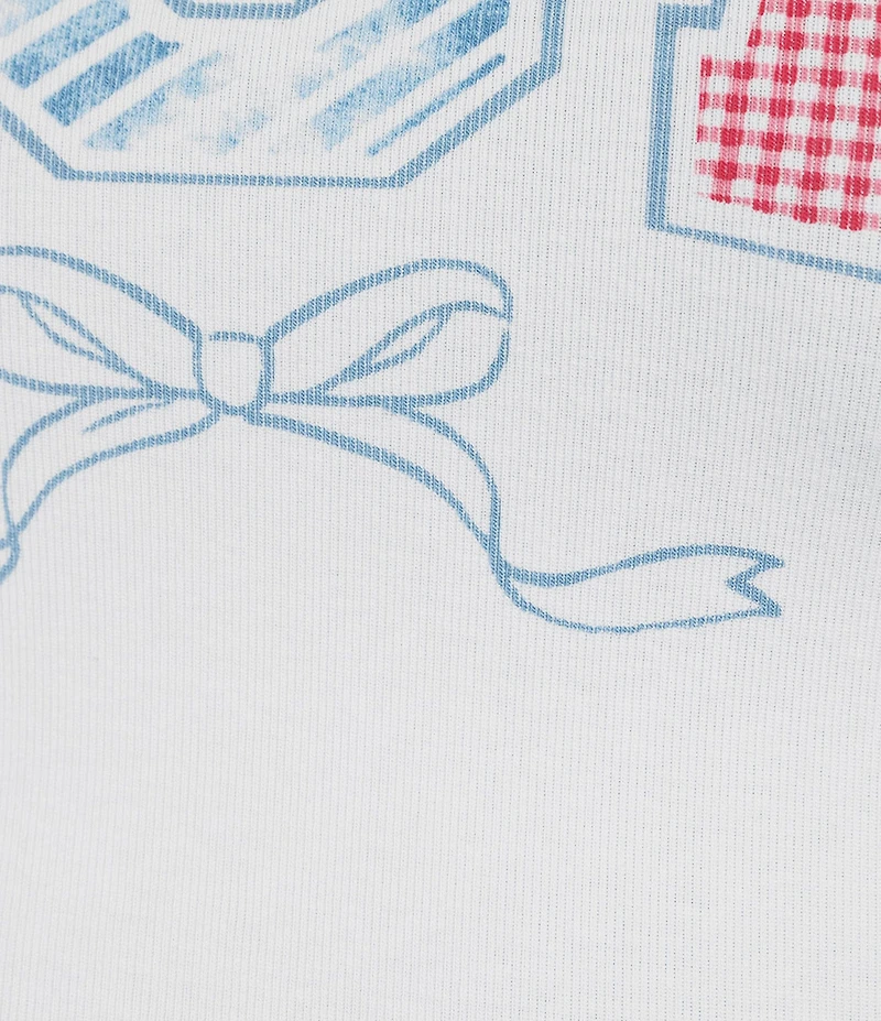 Blu Pepper Short Sleeve Graphic Bow Cropped Baby Tee