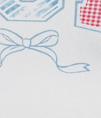 Blu Pepper Short Sleeve Graphic Bow Cropped Baby Tee