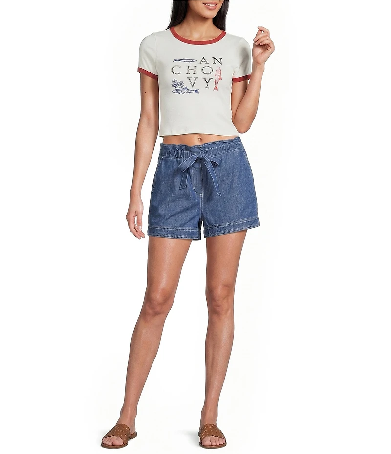 Blu Pepper Short Sleeve Graphic Knit Crop Tee
