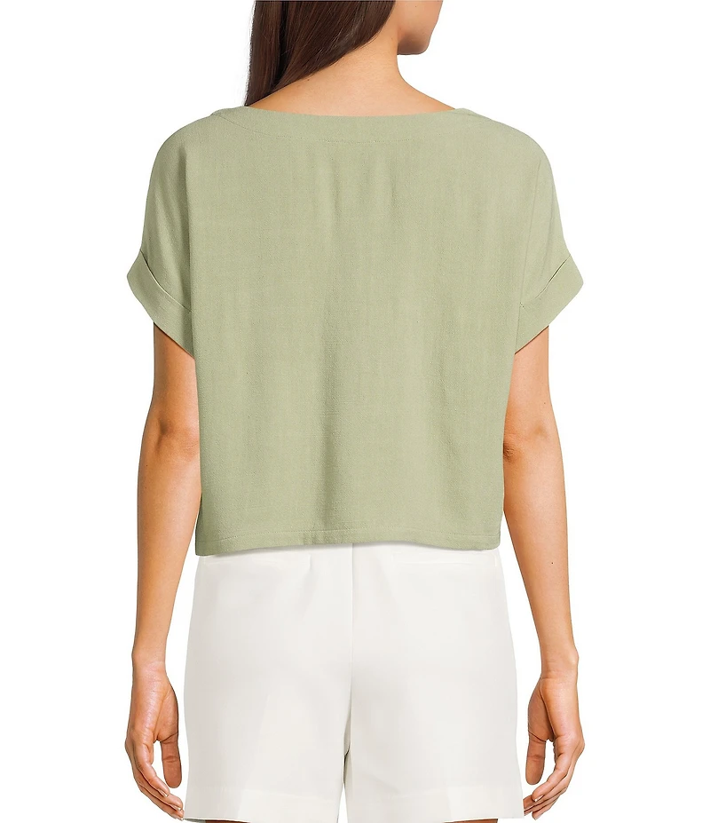 Blu Pepper Short Sleeve Linen Blend Coordinating Box Top