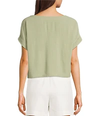 Blu Pepper Short Sleeve Linen Blend Coordinating Box Top