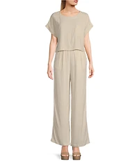 Blu Pepper Short Sleeve Linen Blend Coordinating Box Top