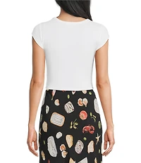 Blu Pepper Short Sleeve Printed Graphic Cropped Baby Tee