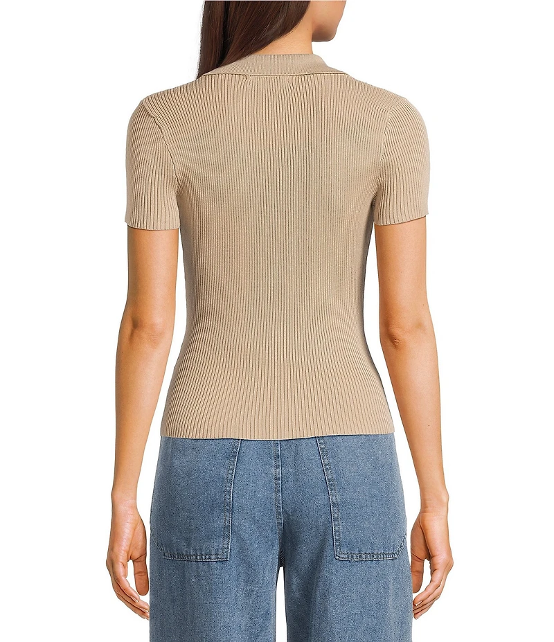 Blu Pepper Short Sleeve Snap Front Knit Top