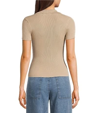 Blu Pepper Short Sleeve Snap Front Knit Top